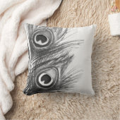 白黒孔雀の枕- クッション (ブランケット)