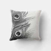 白黒孔雀の枕- クッション (裏面)
