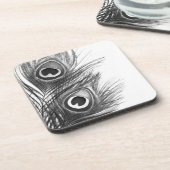 白黒孔雀の羽のコースター コースター (左側)