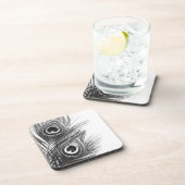 白黒孔雀の羽のコースター コースター (右側)