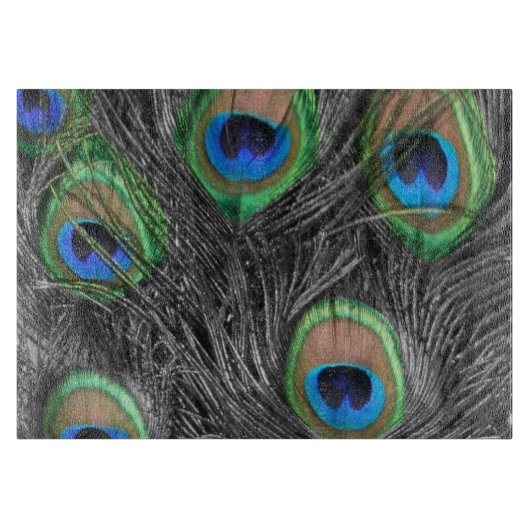 白黒孔雀の羽 カッティングボード (正面)