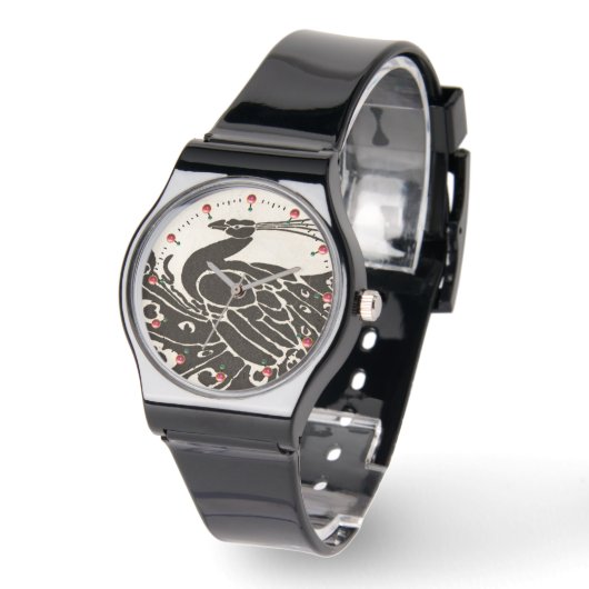 白黒孔雀 腕時計 (傾斜)