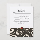 白黒孔雀,赤ルビー宝石モノグラムルプ 招待状 (裏面)