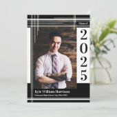 白黒学校のカラー卒業写真 招待状 (スタンド正面)