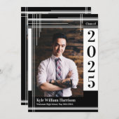 白黒学校のカラー卒業写真 招待状 (正面/裏面)