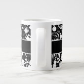 白黒学校用品パターン教員学生 ジャンボコーヒーマグカップ (裏面)