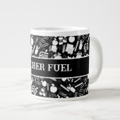 白黒学校用品パターン教員学生 ジャンボコーヒーマグカップ (正面右)