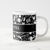 白黒学校用品パターン教員学生 ジャンボコーヒーマグカップ (右)