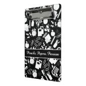 白黒学校用品パターン教員学生 ミニクリップボード (アングル2)