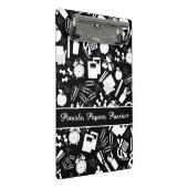 白黒学校用品パターン教員学生 ミニクリップボード (アングル)