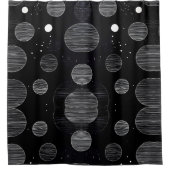 白黒宇宙円スタイル1 シャワーカーテン (正面)