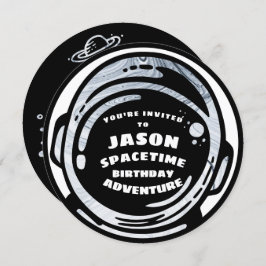白黒宇宙宇宙飛行士誕生日招待状 招待状