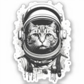 白黒宇宙飛行士の猫 シール (正面)