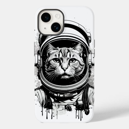 白黒宇宙飛行士の猫 Case-Mate iPhoneケース (裏面)