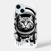 白黒宇宙飛行士の猫 Case-Mate iPhoneケース (裏面)