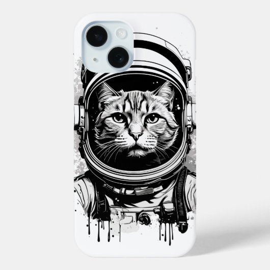 白黒宇宙飛行士の猫 Case-Mate iPhoneケース (裏面)