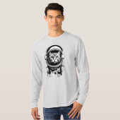 白黒宇宙飛行士の猫 Tシャツ (正面フル)