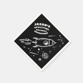白黒宇宙飛行士誕生日ナプキン スタンダードカクテルナプキン (角)