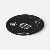 白黒宇宙飛行士誕生日プレート ペーパープレート (アングル)