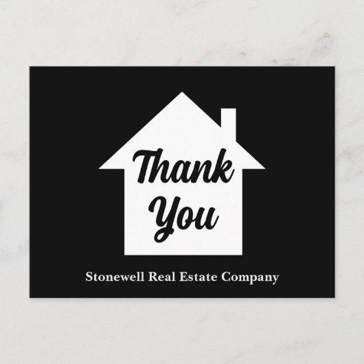白黒実在エステート会社カスタムありがとう ポストカード (正面)