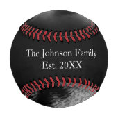 白黒家族写真の父とベビー 野球ボール (裏面)