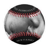 白黒家族写真の父とベビー 野球ボール (正面)