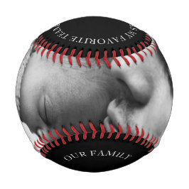 白黒家族写真の父とベビー 野球ボール