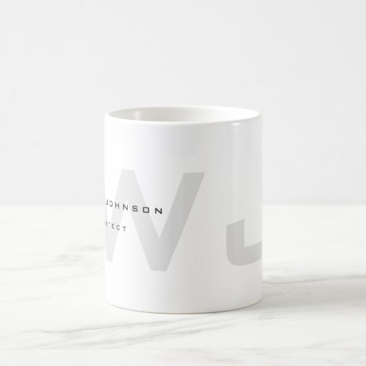 白黒専門の建築家のモノグラム コーヒーマグカップ (中央)