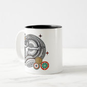 白黒射手座〔占星術の〕十二宮図コーヒーマグ ツートーンマグカップ (正面左)
