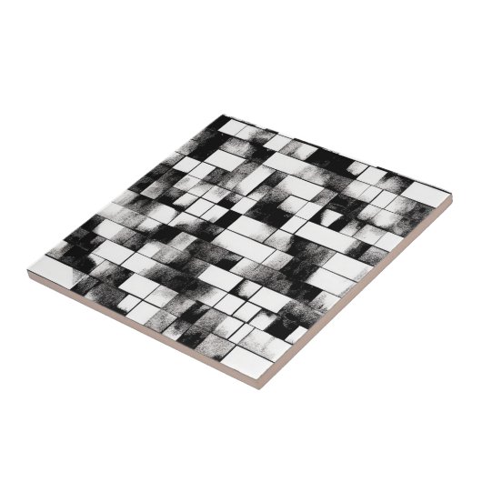 白黒小モダン形幾何学模様タイル タイル (側面)
