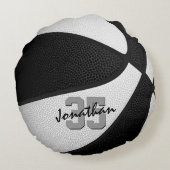 白黒少年女子チームカラーバスケットボール ラウンドクッション (裏面)