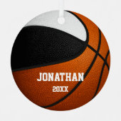 白黒少年少女バスケットボール メタルオーナメント (正面)