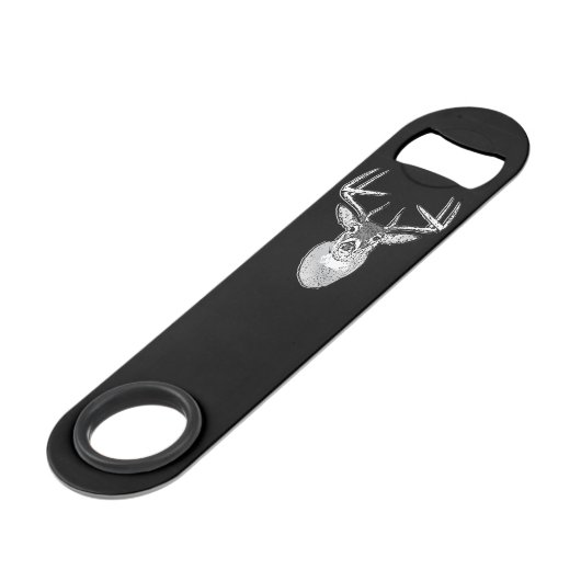 白黒尾シカの頭部の木びき台 スピード栓抜き (正面アングル)