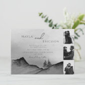 白黒山松の木3枚結婚の写真 招待状 (スタンド正面)