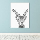 白黒山羊座動物ポートレート キャンバスプリント (インサイチュ (ウッドフロア))