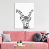 白黒山羊座動物ポートレート キャンバスプリント (インサイチュ (リビング))