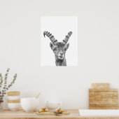 白黒山羊座動物ポートレート ポスター (キッチン)