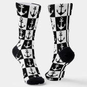 白黒市松模様にいかり ソックス (傾斜あり)