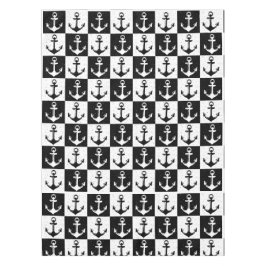 白黒市松模様にいかり テーブルクロス