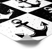 白黒市松模様にいかり ポスター (角)