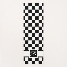 白黒市松模様にのヨガマットでモノグラーム ヨガマット