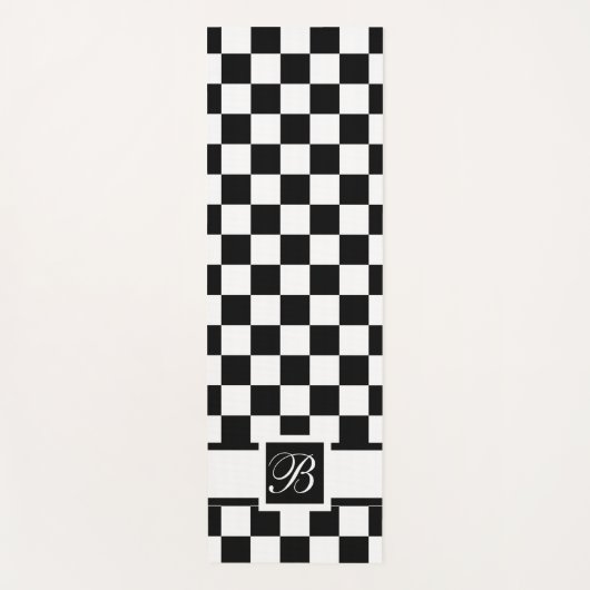 白黒市松模様にのヨガマットでモノグラーム ヨガマット (正面)
