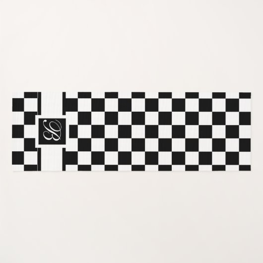 白黒市松模様にのヨガマットでモノグラーム ヨガマット (正面(横))