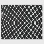 白黒市松模様にイラストレーション ラッピングペーパー (フラット)