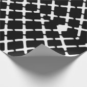 白黒市松模様にイラストレーション ラッピングペーパー (角)
