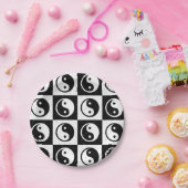 白黒市松模様にイン – ヤンゼンブロックプリント ペーパープレート (パーティー)