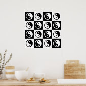 白黒市松模様にイン – ヤンゼンブロックプリント ポスター (キッチン)