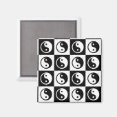 白黒市松模様にイン – ヤンゼンブロックプリント マグネット (正面/裏面)