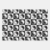 白黒市松模様にイン – ヤンゼンブロックプリント ラッピングペーパーシート (正面2)