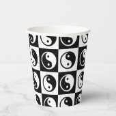 白黒市松模様にイン – ヤンゼンブロックプリント 紙コップ (右)